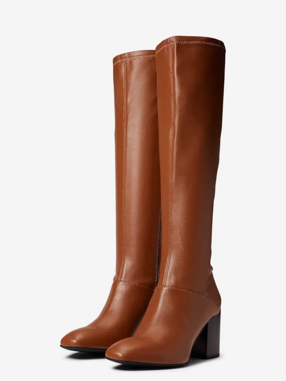 Franco Sarto 7 Wide Calf Tribute Knee High Block Heel Boots Saddle Brown